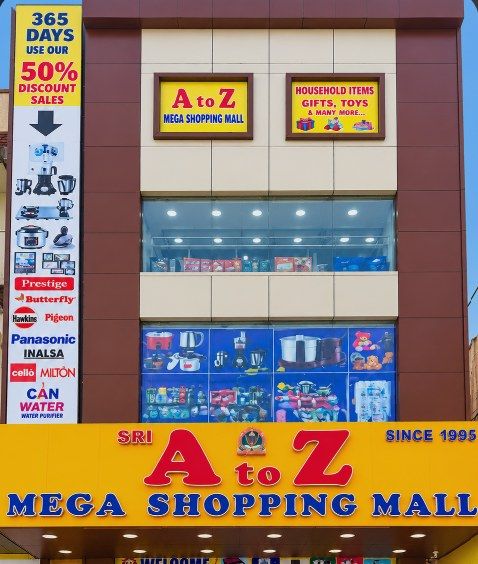 A to Z Mega Shopping Mall storefront in Suryapet